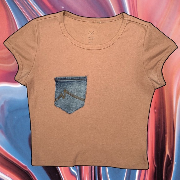 Denim Pocket Tee👖💕 (sizes: XS-Medium) - Picture 2 of 3